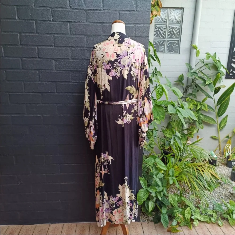 Spell & The Gypsy Vintage OS Blue Skies Reversible Rare Unicorn Kimono Duster - Picture 7 of 16